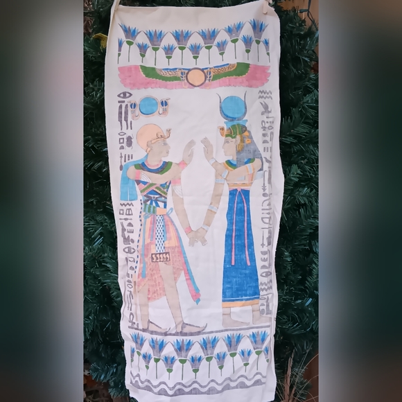 Egypt Cotton Fabric Colorful, Heiroglyphics 30" x 15" - Picture 4 of 6